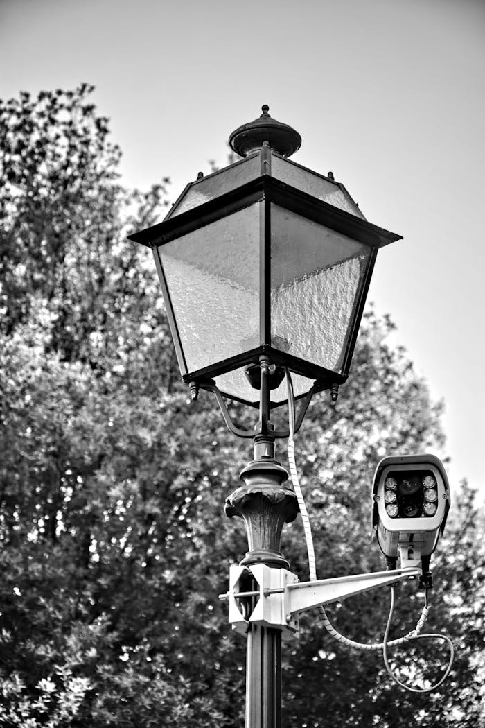 Close-Up Shot of a Street Lamp